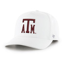 '47 Brand Texas A&M Aggies white fitted style hat featuring raised embroidered Texas A&M logo on the front