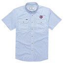 Poncho Texas A&M Aggies light blue short sleeve button down shirt with chest pockets and embroidered Texas A&M logo