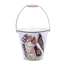 Glory Haus Texas A&M Aggies metal bucket featuring Reveille the collie with maroon Gig Em flag and Texas A&M design