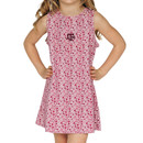 Scarlet & Gold youth Texas A&M sleeveless dress in maroon and white all over Aggies print with embroidered Texas A&M logo on the chest.