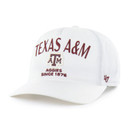 White ’47 Brand cap featuring embroidered Texas A&M lettering, the A&M logo, "Aggies Since 1876" text, a curved bill, and an adjustable snapback closure on the back.