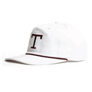 Concho Texas A&M Aggies white snapback hat with maroon T logo on the front and adjustable snapback closure on the back.
