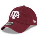 New Era Texas A&M maroon curved bill hat with white ATM logo, Aggies adjustable collegiate baseball cap.