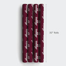 Aspen & Arlo Texas A&M Aggies maroon wrapping paper with repeating Aggies script design, 30 inch roll.