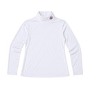 Scarlet & Gold Texas A&M toddler white long sleeve turtleneck featuring a small maroon A&M logo on the high neckline, fitted sleeves, and straight hem, shown layered under a maroon Aggies cheerleading dress.