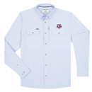 Poncho Texas A&M Aggies light blue microcheck long sleeve button down shirt with chest logo.