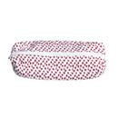 Ida Mae hot tools bag featuring an allover maroon floral print on a white background, quilted construction, zippered closure, and elongated shape designed for storing hair styling tools.