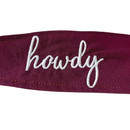 maroon embroidered howdy ascot scarf with satin finish