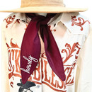 maroon embroidered howdy ascot scarf with satin finish