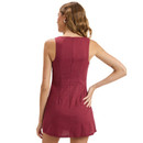 Sky to Moon maroon mini dress featuring a sleeveless design, high rounded neckline, fitted silhouette, subtle seam detailing, mini-length hem, and concealed back zipper for a sleek finish.
