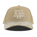 Branded Bills tan Texas A&M cap featuring a raised A&M front logo, perforated side panels, tonal camouflage curved bill, white rope detail, and embroidered Branded Bills logo on the side.