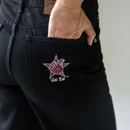 Gameday Social Black Alpha Aggie Bling Patch Wide-Leg Jeans