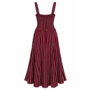 Maroon & White Striped Midi Dress