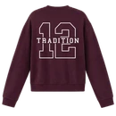 Maroon lululemon Texas A&M crewneck sweatshirt featuring white EST. 1876 lettering on the front and an oversized outlined number 12 with TRADITION across the back, celebrating Aggie heritage and the 12th Man.