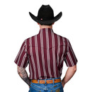 Ferrell Men's Maroon Tucker Striped Short Sleeve Pearl Snap Shirt