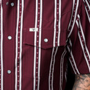 Ferrell Men's Maroon Tucker Striped Short Sleeve Pearl Snap Shirt