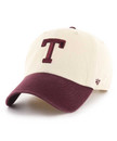 ’47 Texas A&M Aggies cream and maroon adjustable baseball cap featuring embroidered block T logo on front.