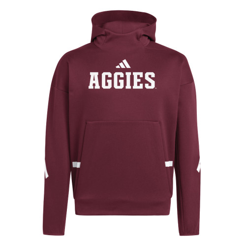 Adidas Texas A&M Aggies maroon hoodie with front pocket and hood