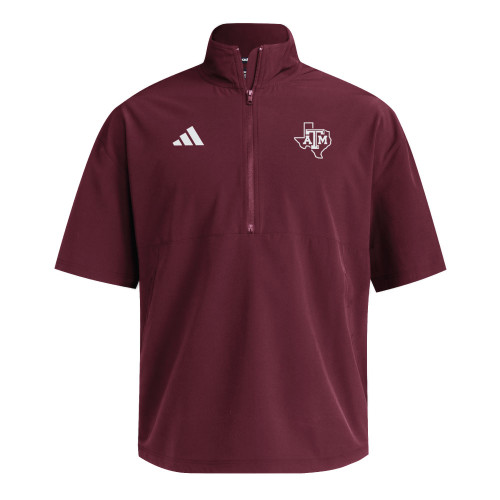 NCAA テキサスA&M大学 クォータージップ ナイロンジャケット【2XL】 Adidas Men's Maroon Dugout Cage Jacket - Maroon U