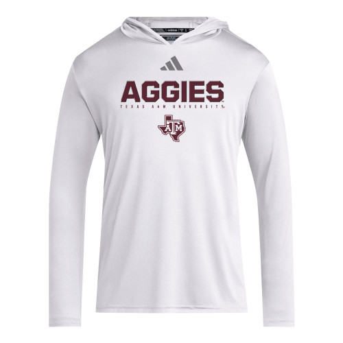 Adidas White Long Sleeve Designed 4 Training Hoodie Tee