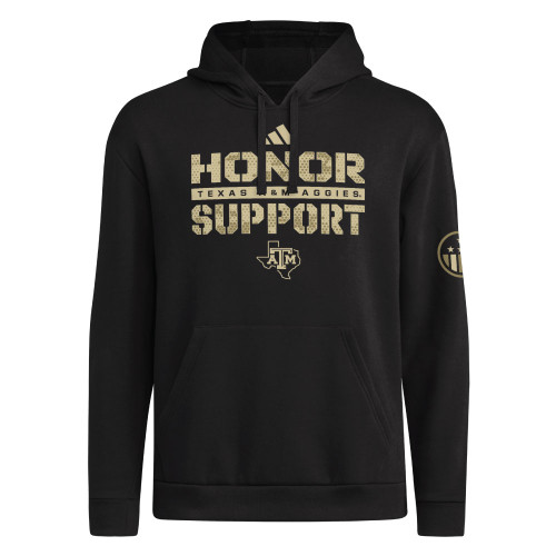 Adidas Texas A&M Aggies black hoodie with Honor Support text