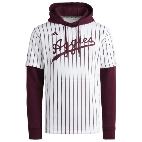 Adidas White Pinstripe Baseball Jersey Hoodie