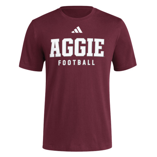 Adidas Texas A&M Aggies maroon t-shirt with Aggie Football text