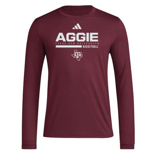 Adidas Texas A&M Aggies maroon long sleeve shirt with Aggie Football text