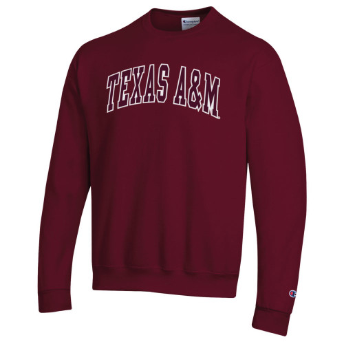 Champion Texas A&M Aggies maroon crewneck sweatshirt with Texas A&M text