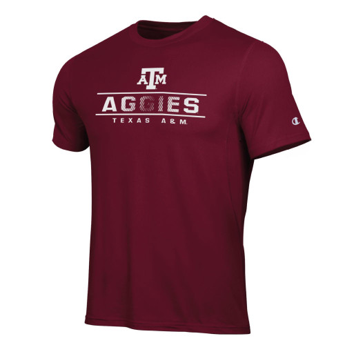 Champion Texas A&M Aggies maroon t-shirt with Aggies Texas A&M text