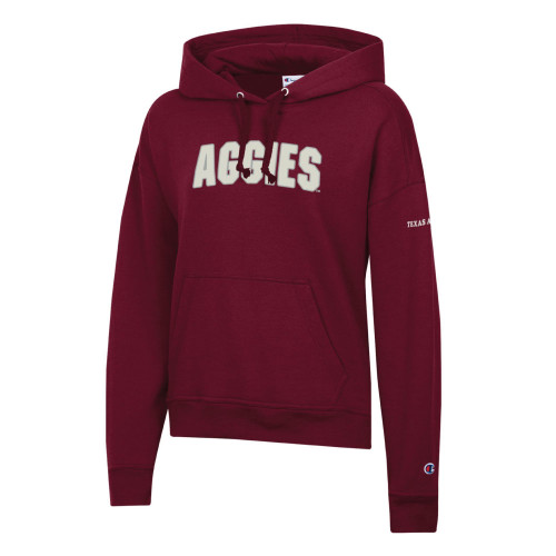 Champion Texas A&M Aggies maroon hoodie with Aggies text