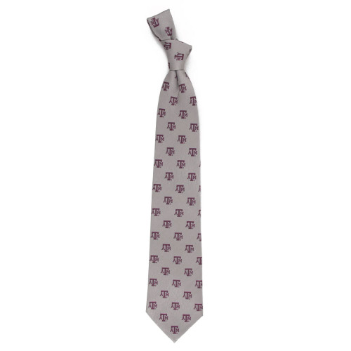 Eagles Wings Texas A&M Aggies gray patterned tie with ATM logos