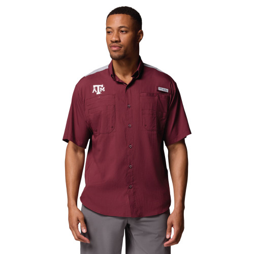 Columbia Men's Maroon & Gray Colorblock Short Sleeve Tamiami