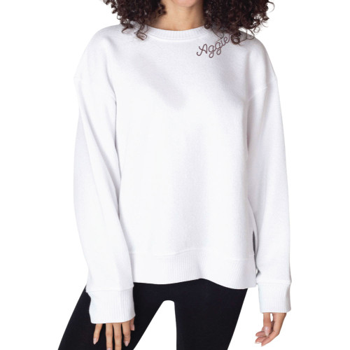 Chicka-D Texas A&M Aggies white crewneck sweatshirt with small script detail