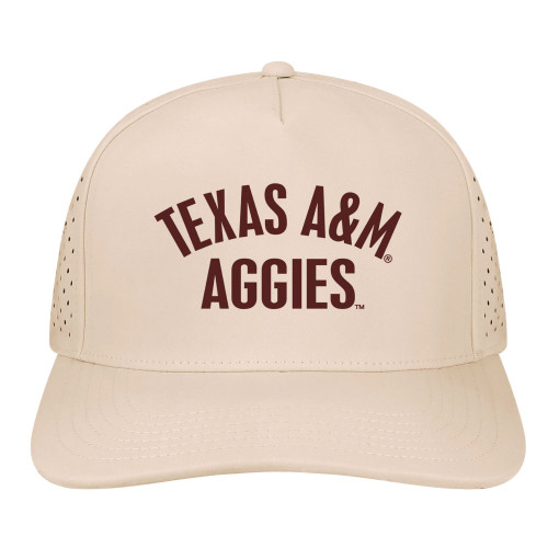 Legacy Texas A&M Aggies tan cap with Texas A&M Aggies lettering and perforated side panels