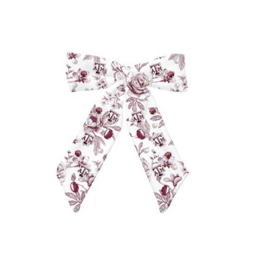 Brianna Cannon Texas A&M Aggies maroon and white toile patterned hair bow