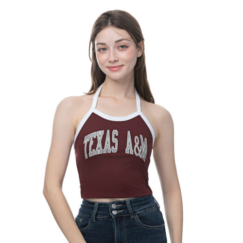 ZooZatz Texas A&M Aggies maroon halter top with white trim and front Texas A&M graphic