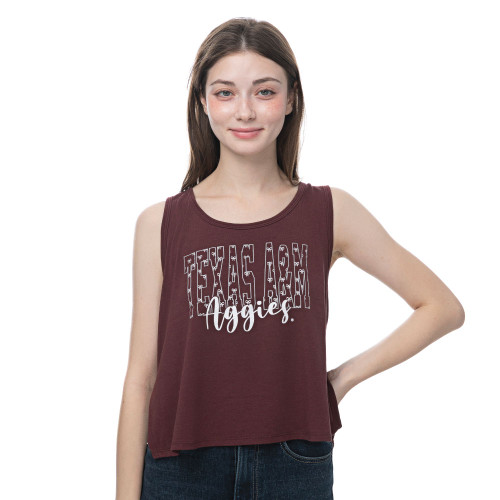 ZooZatz Texas A&M Aggies maroon sleeveless tank top with Texas A&M Aggies graphic on front
