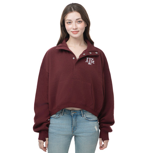 ZooZatz Texas A&M Aggies maroon oversized collared pullover with small front logo
