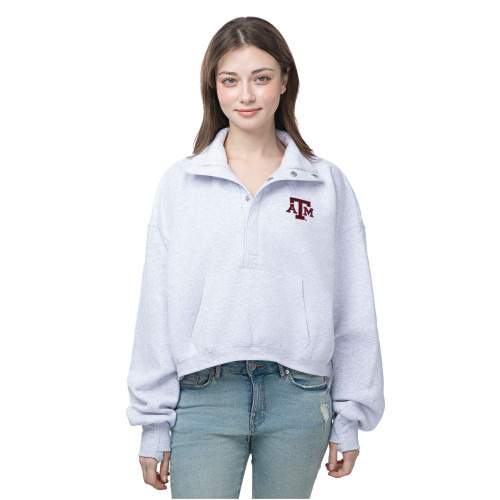 ZooZatz Texas A&M Aggies light grey oversized collared pullover with small front logo