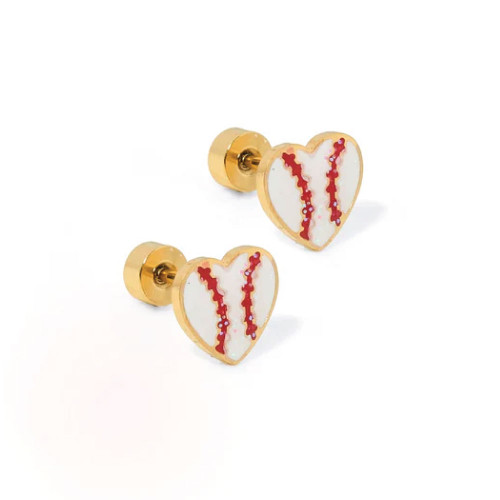 Linny Co. Texas A&M Aggies heart shaped stud earrings with baseball stitch design