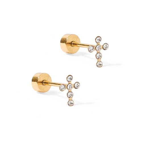 Linny Co. Texas A&M Aggies gold cross stud earrings with crystal accents