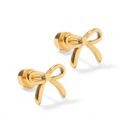Linny Co. Gold Bow Screwback Studs