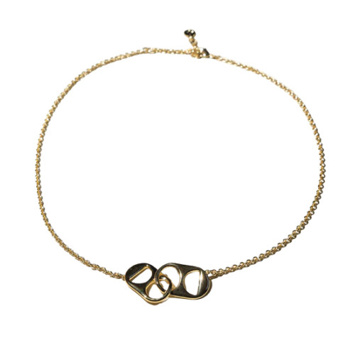 Nickel & Suede Gold Soda Tab Necklace