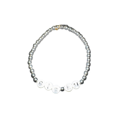 Coco’s Beads & Co. Texas A&M Aggies silver beaded bracelet with Aggies letter charms