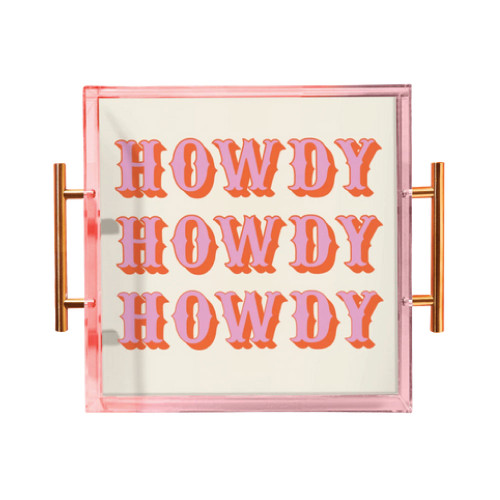 Tart By Taylor Texas A&M Aggies square tray with handles and repeated Howdy text design