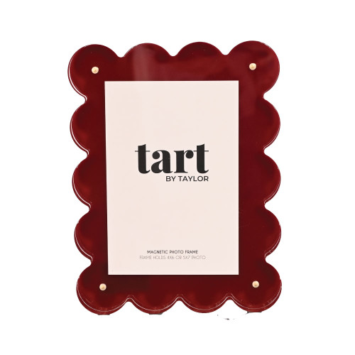 Tart By Taylor maroon scalloped edge frame with bold acrylic design