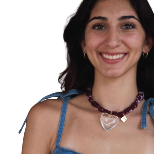 Nickel & Suede Texas A&M Aggies maroon beaded necklace with clear heart pendant