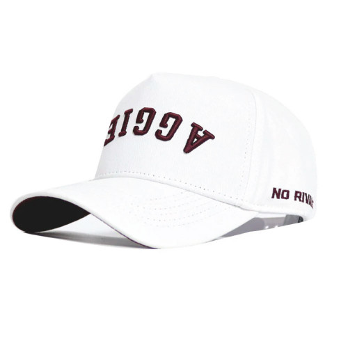 No Rivals Texas A&M Aggies white adjustable hat featuring bold Aggies lettering on the front and No Rivals branding on the side