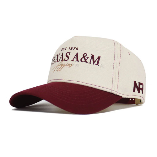 No Rivals Texas A&M Aggies cream and maroon adjustable hat featuring Texas A&M script text on the front and No Rivals branding on the side